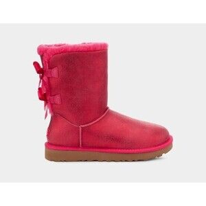 NEW WOMENS SIZE 7 RED SHINE UGG BAILEY BOW GLISTEN METALLIC SUEDE BOOTS 1132731
